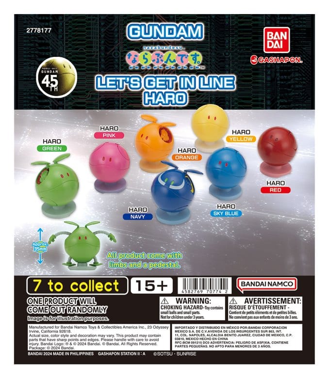 Gundam Gashapon Minifiguren 4 cm HARO Let's Get in Line Blind Box Display (24) - Preorder - ETA: 25.07.2027