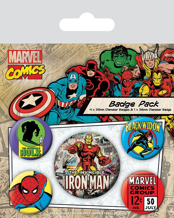 Marvel Comics Ansteck-Buttons 5er-Pack Iron Man - Versand: 5-7 Tage nach Bestellung