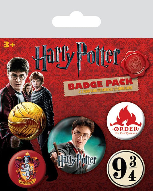 Harry Potter Ansteck-Buttons 5er-Pack Gryffindor  - Versand: 5-7 Tage nach Bestellung
