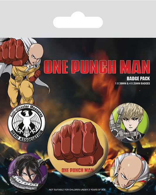 One Punch Man Ansteck-Buttons 5er-Pack Destructive  - Versand: 5-7 Tage nach Bestellung