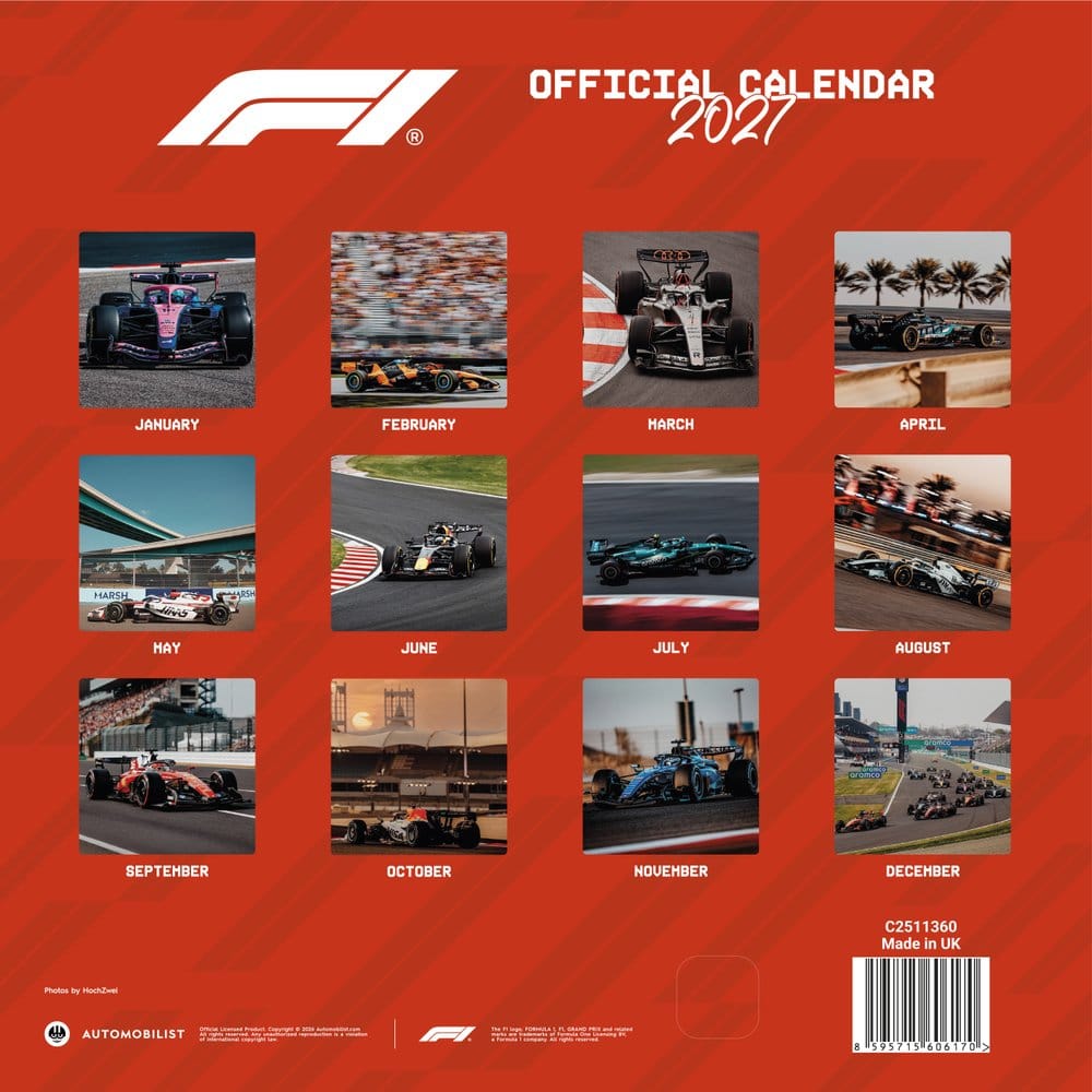 Formel 1 Kalender 2027 30 x 30 cm - Preorder - ETA: 25.09.2026