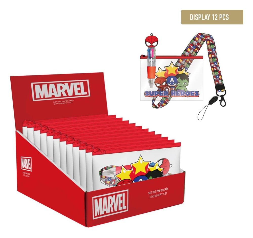 Marvel Schreibwaren-Set mit Anhänger Super Heroes Display (12) - Preorder - ETA: 25.09.2026