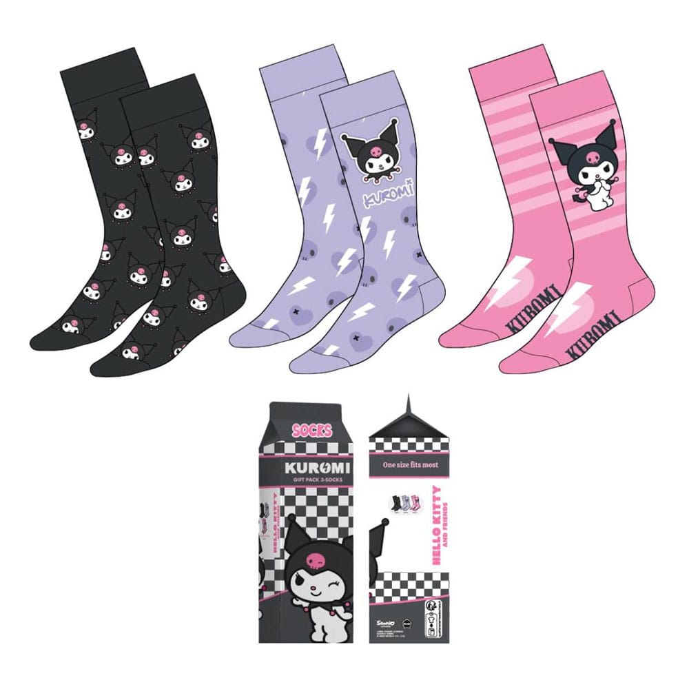 Sanrio Socken 3er-Pack Kuromi 36-43 - Versand: 7 Tage nach Bestellung