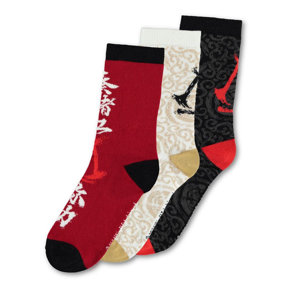 Assassin´s Creed Shadows Socken 3er-Pack Crew 35-38 - Versand: 5-7 Tage nach Bestellung