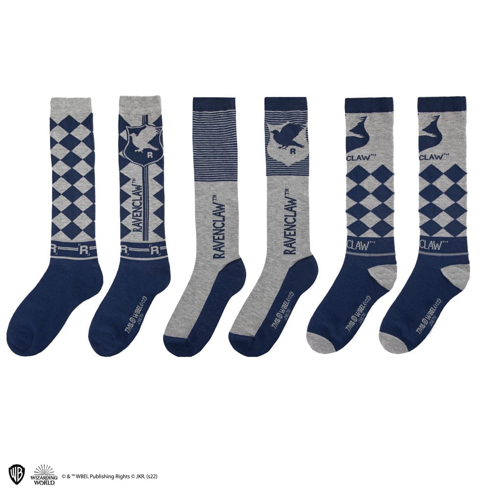Harry Potter Kniestrümpfe 3er-Pack Ravenclaw - Versand: 5-7 Tage nach Bestellung