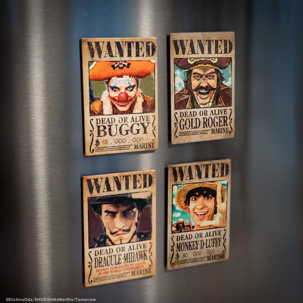One Piece Magnet 4er-Pack Wanted - Versand: 5-7 Tage nach Bestellung