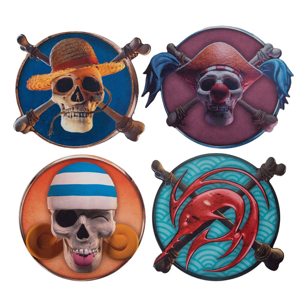 One Piece Untersetzer 4er-Pack Characters #1 - Versand: 5-7 Tage nach Bestellung