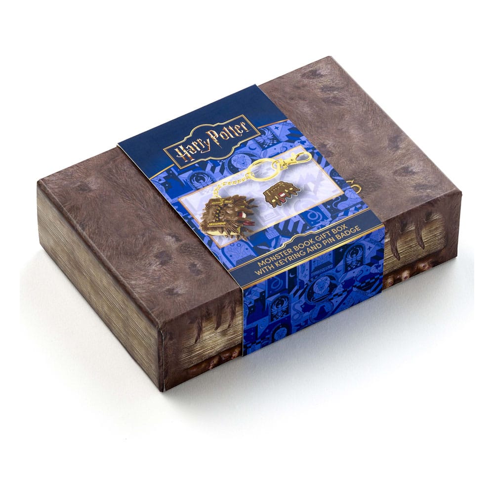 Harry Potter: Monster Book Schlüsselanhänger und Ansteckpin Geschenkset  - Versand: 5-7 Tage nach Bestellung
