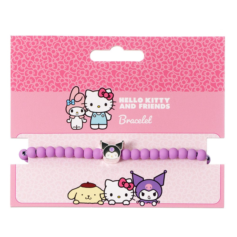 Hello Kitty Armband lila Perlen mit Kuromi Anhänger 21 cm - Preorder - ETA: 25.10.2025