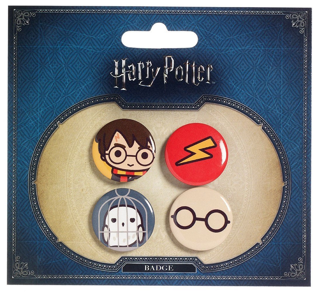 Harry Potter Cutie Ansteck-Buttons 4er-Pack Harry Potter & Hedwig - Versand: 5-7 Tage nach Bestellung