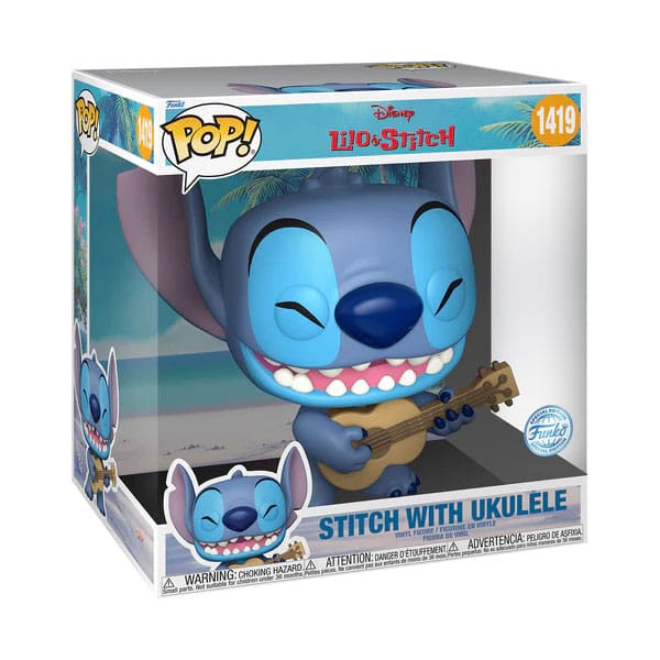 Lilo & Stitch Super Sized Jumbo POP! Games Vinyl Figur Stitch w/Uke 25 cm - Preorder - ETA: 25.10.2026