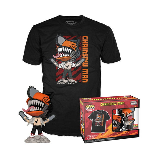 Chainsaw Man POP! & Tee Vinyl Figur & T-Shirt Set Chainsaw Man Leaping Größe S - Versand: 5-7 Tage nach Bestellung