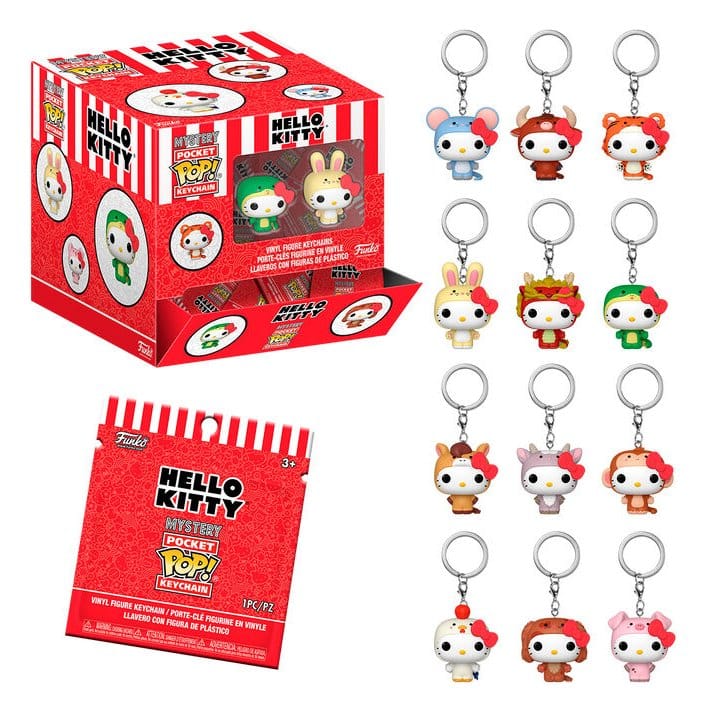 Hello Kitty Mystery Pocket POP! Vinyl Schlüsselanhänger 4 cm Animals Blind Box Display (12) - Preorder - ETA: 25.11.2026
