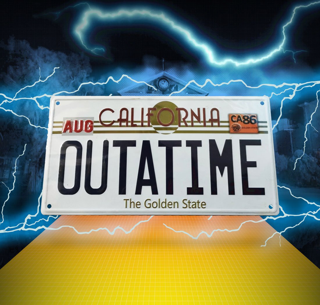 Zurück in die Zukunft Metallschild ´Outatime´ DeLorean Nummernschild - Preorder - ETA: 18.10.2025