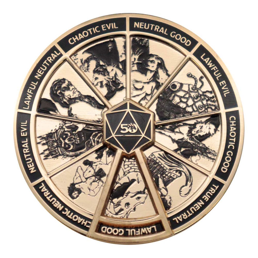 Dungeons & Dragons Ansteck-Pin Alignment Spinner Gold Coloured Limited Edition - Preorder - ETA: 18.10.2025