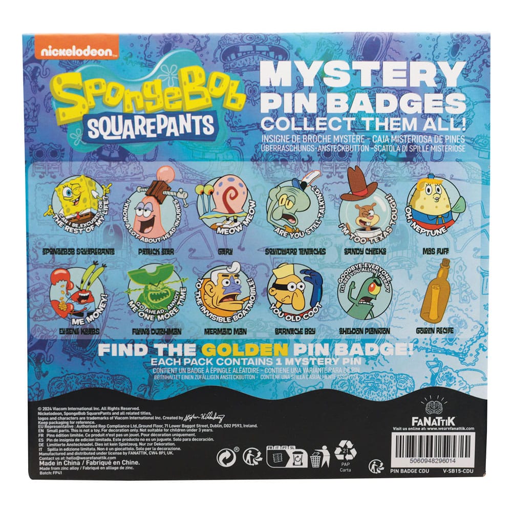 SpongeBob Schwammkopf Ansteck-Pins Display Mystery Pin Badge (12) - Versand: 5-7 Tage nach Bestellung