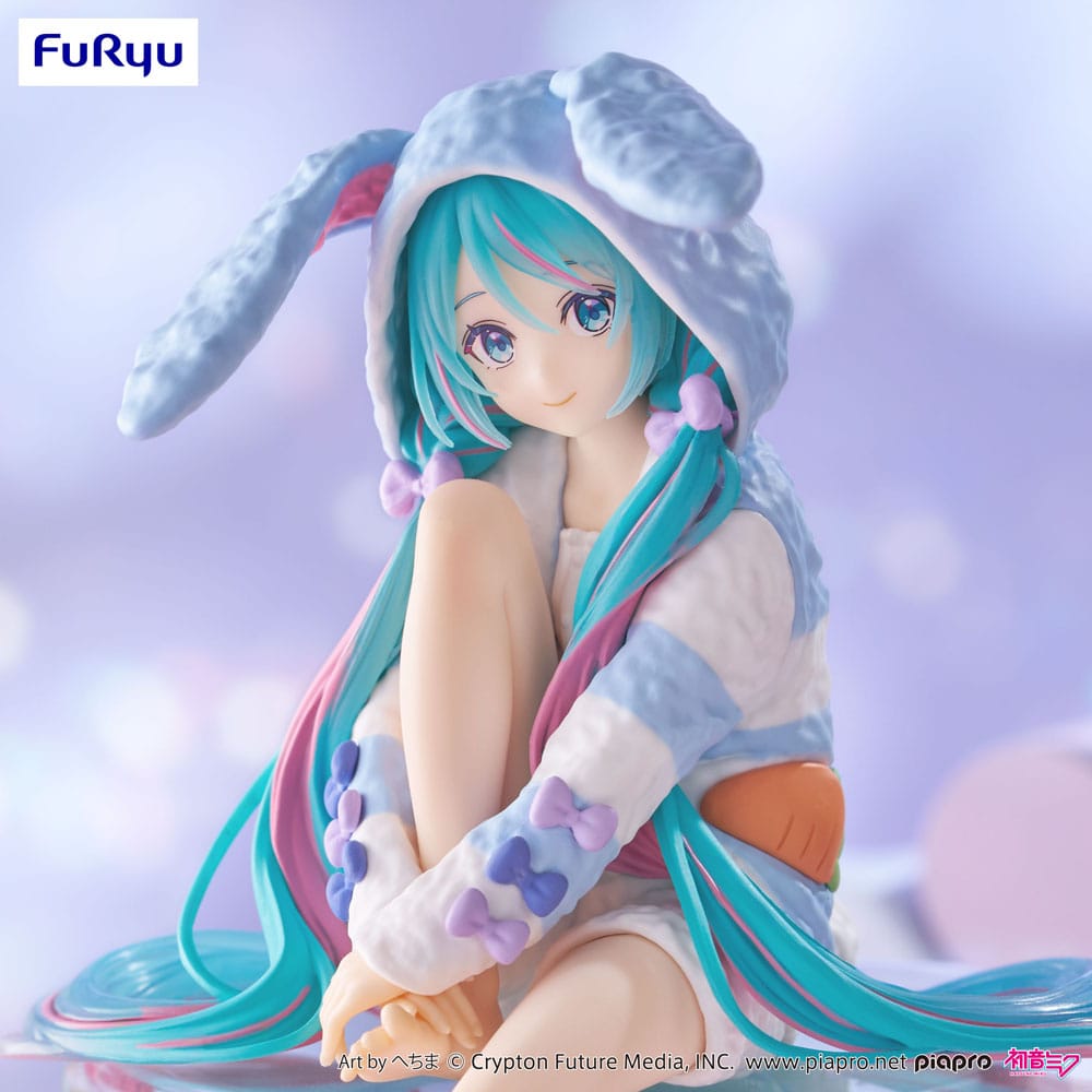 Hatsune Miku Noodle Stopper PVC Statue Hatsune Miku Rabbit Ear Hood Pajama Blue Color Ver. 14 cm - Preorder - ETA: 10.10.2025