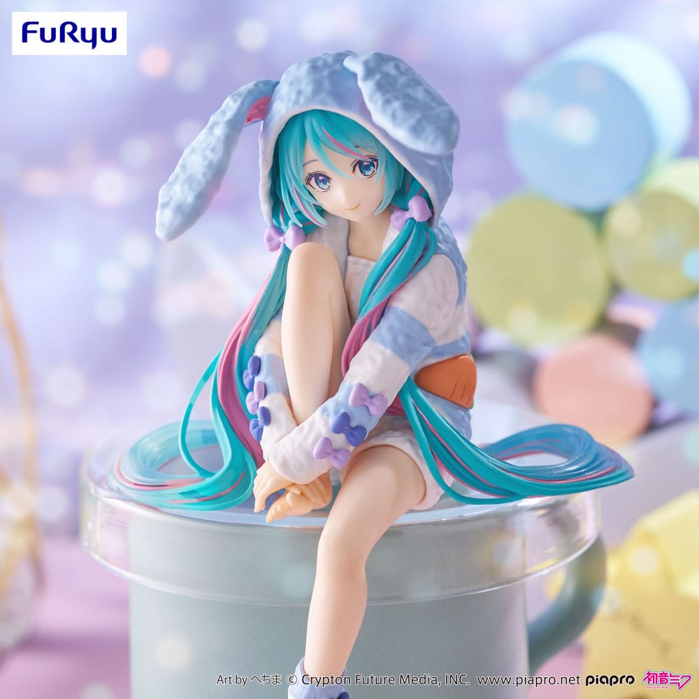 Hatsune Miku Noodle Stopper PVC Statue Hatsune Miku Rabbit Ear Hood Pajama Blue Color Ver. 14 cm - Preorder - ETA: 10.10.2025