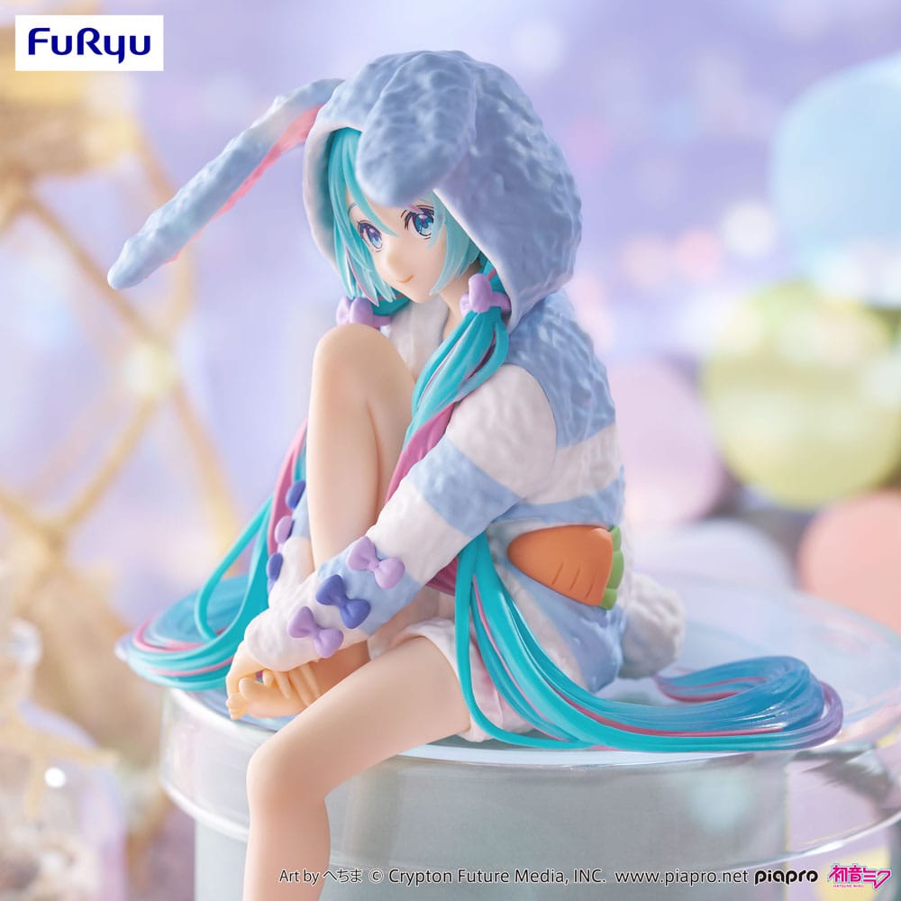 Hatsune Miku Noodle Stopper PVC Statue Hatsune Miku Rabbit Ear Hood Pajama Blue Color Ver. 14 cm - Preorder - ETA: 10.10.2025