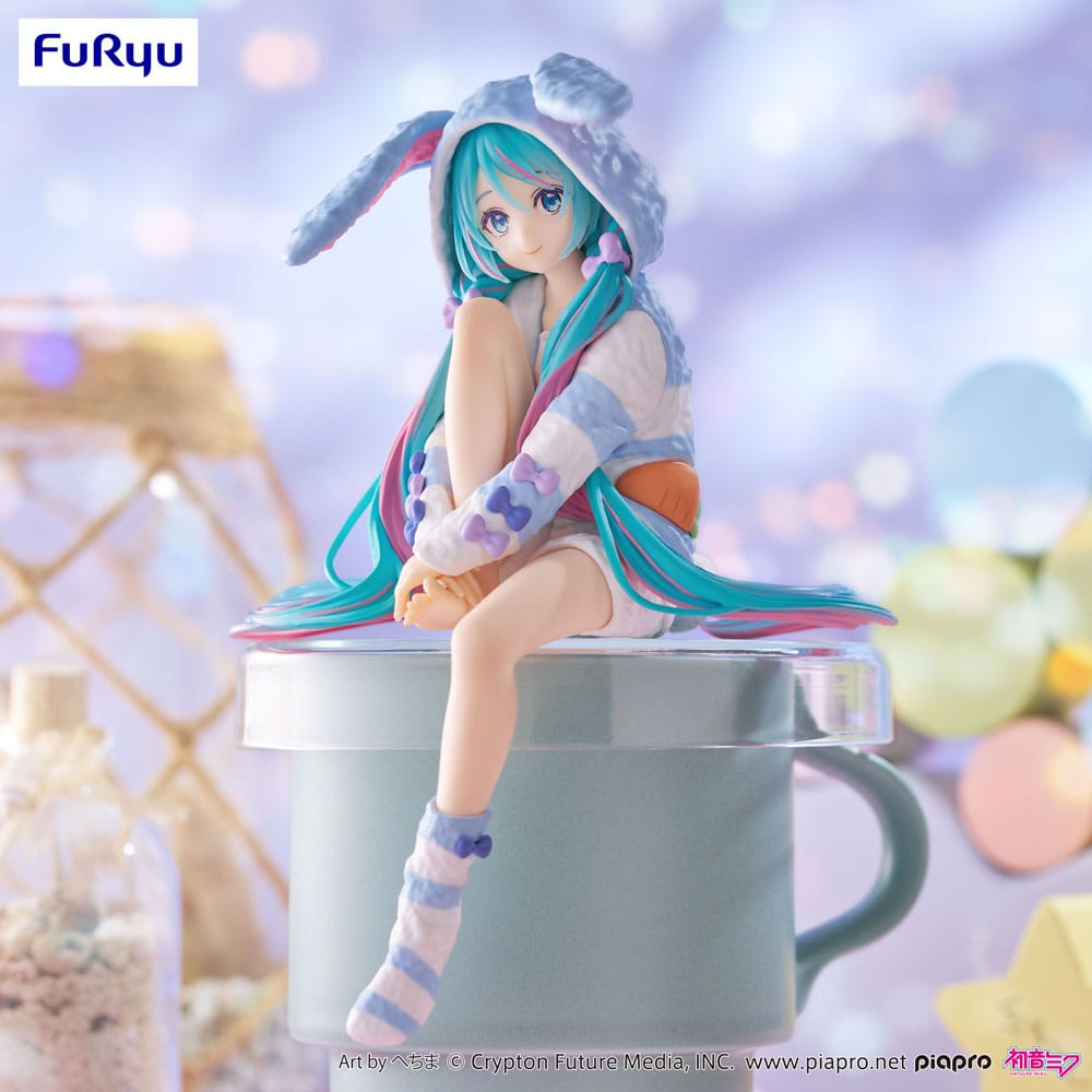 Hatsune Miku Noodle Stopper PVC Statue Hatsune Miku Rabbit Ear Hood Pajama Blue Color Ver. 14 cm - Preorder - ETA: 10.10.2025