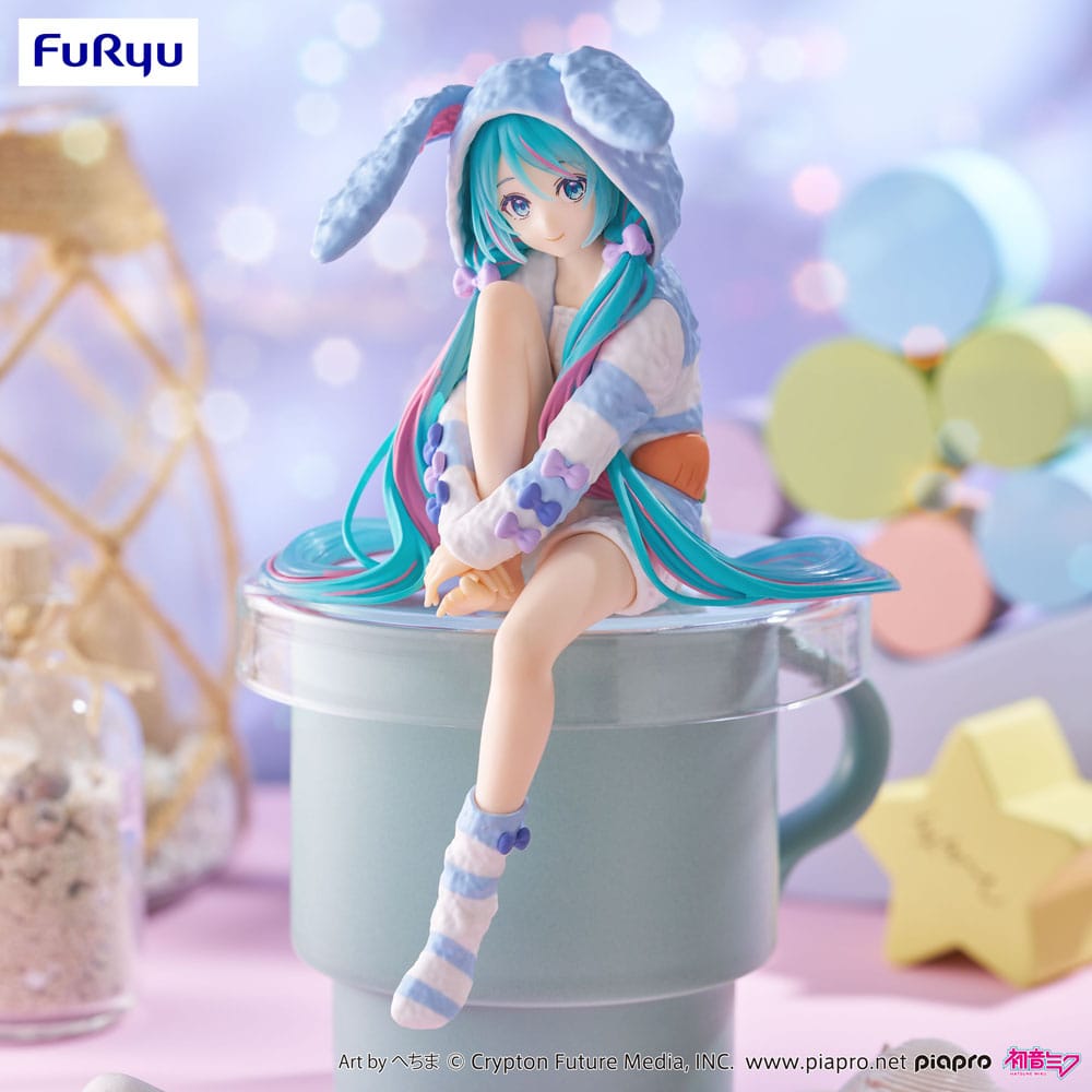 Hatsune Miku Noodle Stopper PVC Statue Hatsune Miku Rabbit Ear Hood Pajama Blue Color Ver. 14 cm - Preorder - ETA: 10.10.2025