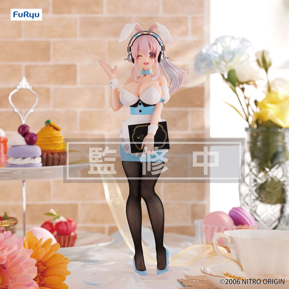 Super Sonico BiCute Bunnies PVC Statue Waitress Light Blue Color Ver. 28 cm - Versand: 7 Tage nach Bestellung