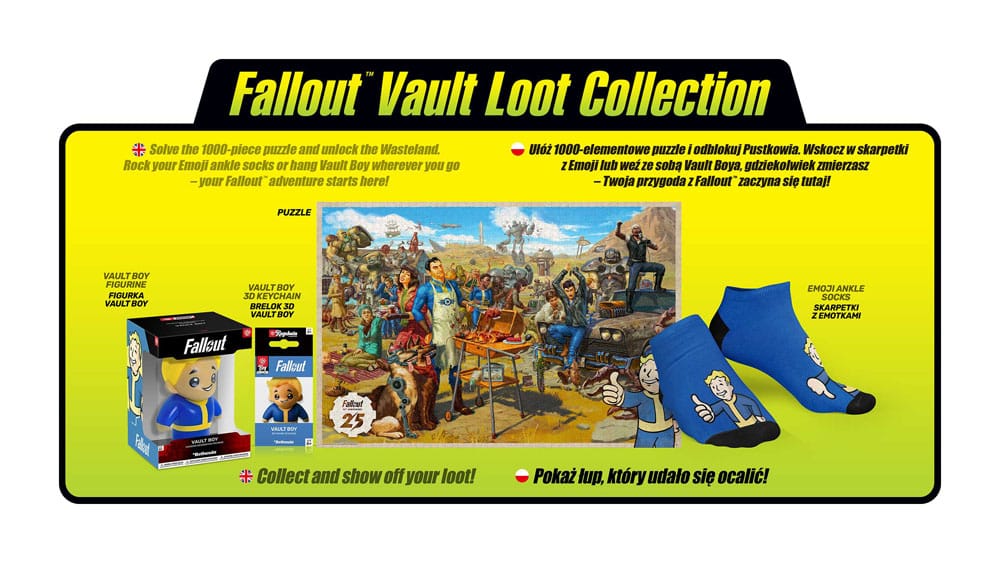 Fallout Geschenkset Fallout Vault Loot Collection (Puzzle, Socken, Figur & Schlüsselanhänger) - Versand: 7 Tage nach Bestellung