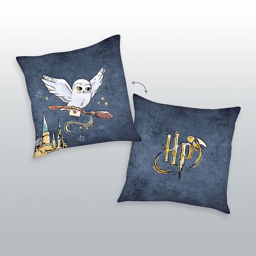 Harry Potter Kissen Logo & Hedwig 40 x 40 cm - Versand: 7 Tage nach Bestellung