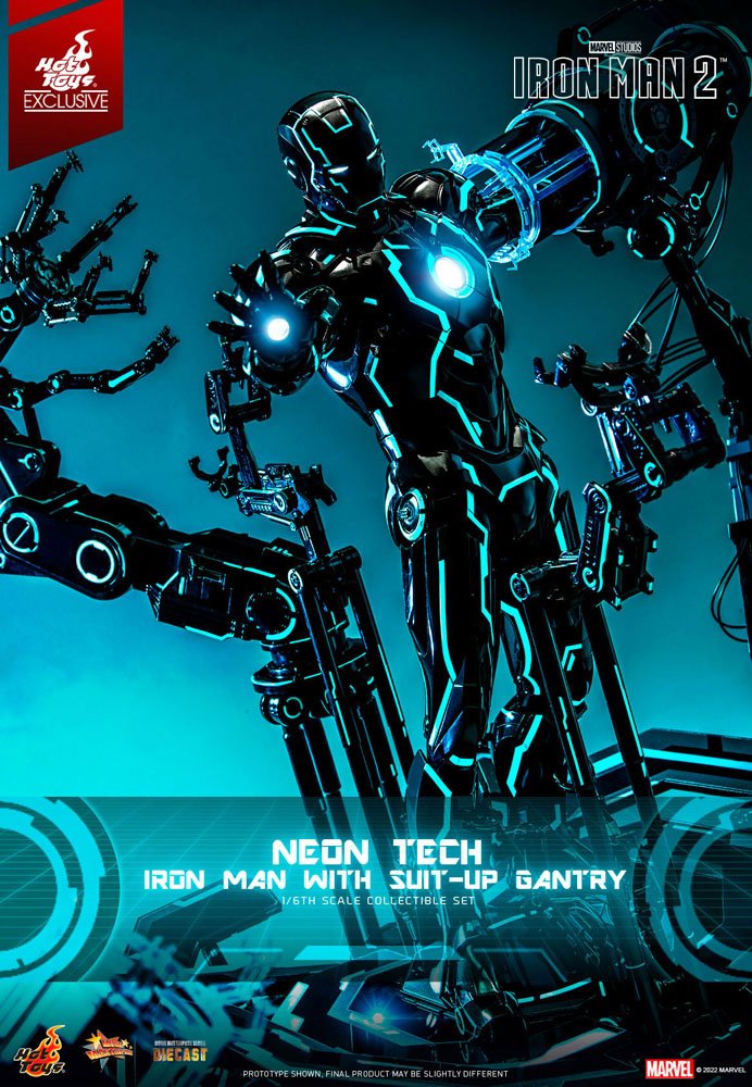 Iron Man 2 Actionfigur 1/6 Neon Tech Iron Man mit Suit-Up Gantry 32 cm - Preorder - ETA: 30.10.2025