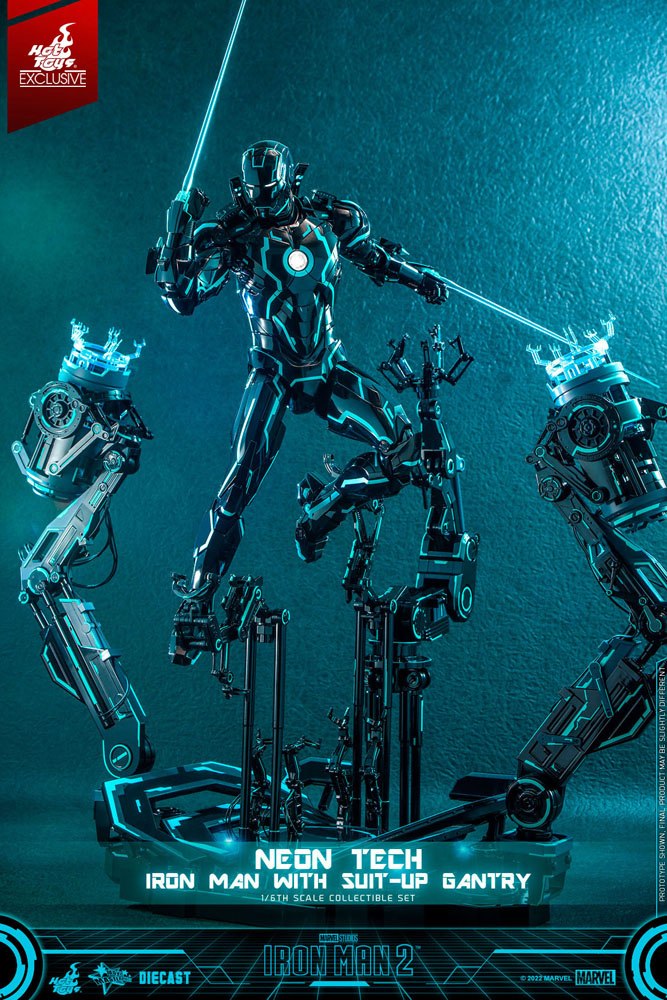 Iron Man 2 Actionfigur 1/6 Neon Tech Iron Man mit Suit-Up Gantry 32 cm - Preorder - ETA: 30.10.2025