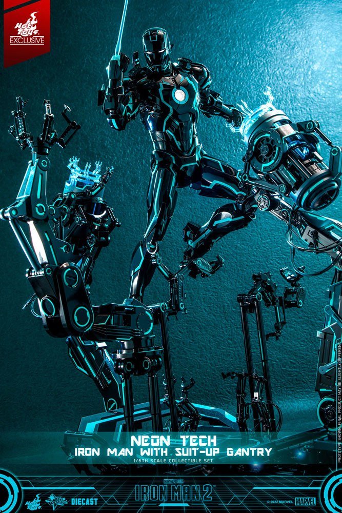 Iron Man 2 Actionfigur 1/6 Neon Tech Iron Man mit Suit-Up Gantry 32 cm - Preorder - ETA: 30.10.2025