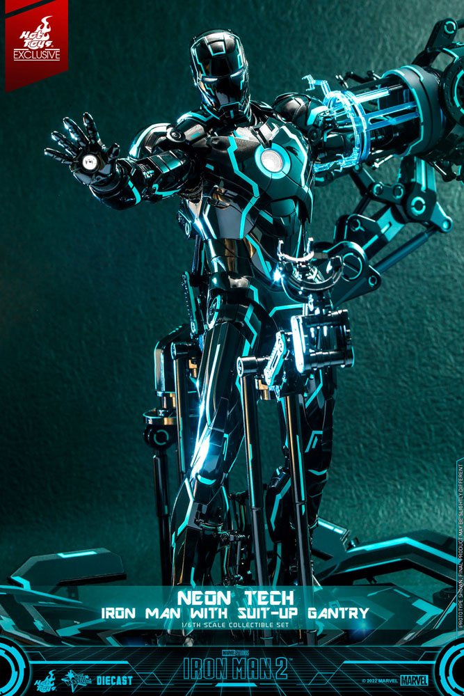 Iron Man 2 Actionfigur 1/6 Neon Tech Iron Man mit Suit-Up Gantry 32 cm - Preorder - ETA: 30.10.2025