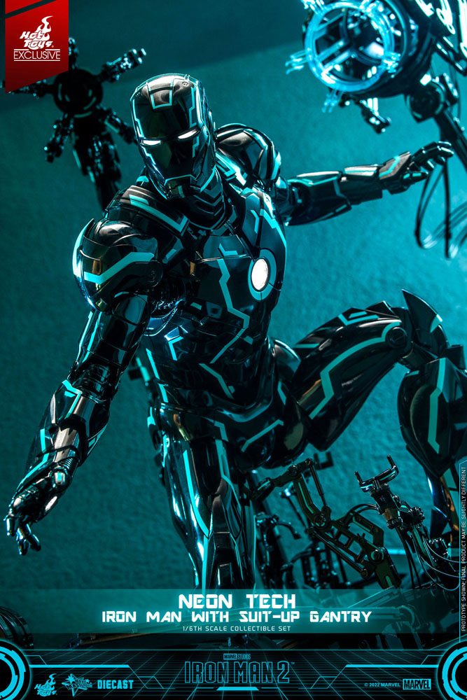 Iron Man 2 Actionfigur 1/6 Neon Tech Iron Man mit Suit-Up Gantry 32 cm - Preorder - ETA: 30.10.2025