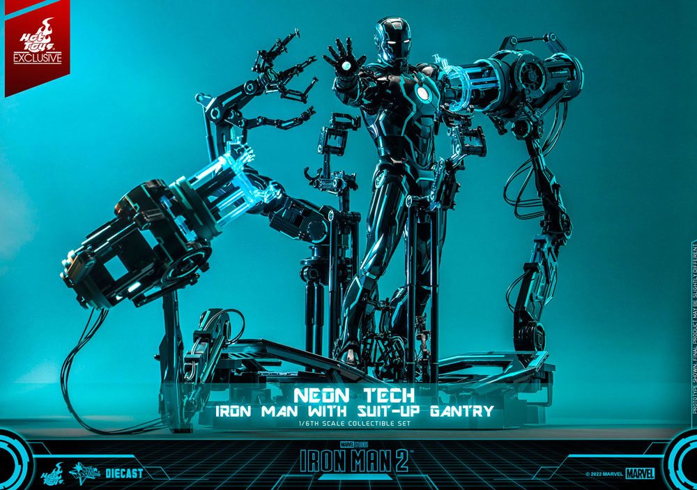 Iron Man 2 Actionfigur 1/6 Neon Tech Iron Man mit Suit-Up Gantry 32 cm - Preorder - ETA: 30.10.2025