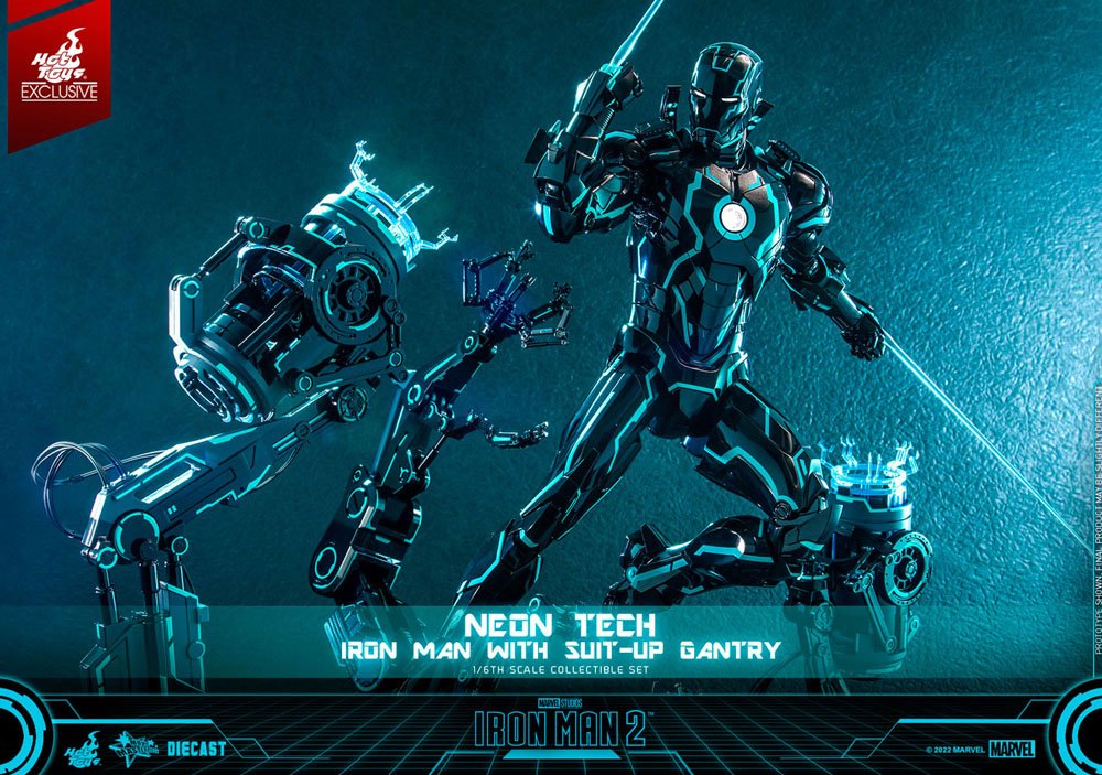 Iron Man 2 Actionfigur 1/6 Neon Tech Iron Man mit Suit-Up Gantry 32 cm - Preorder - ETA: 30.10.2025