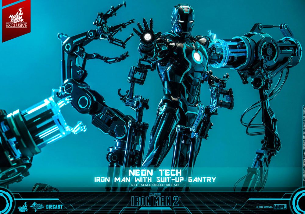 Iron Man 2 Actionfigur 1/6 Neon Tech Iron Man mit Suit-Up Gantry 32 cm - Preorder - ETA: 30.10.2025