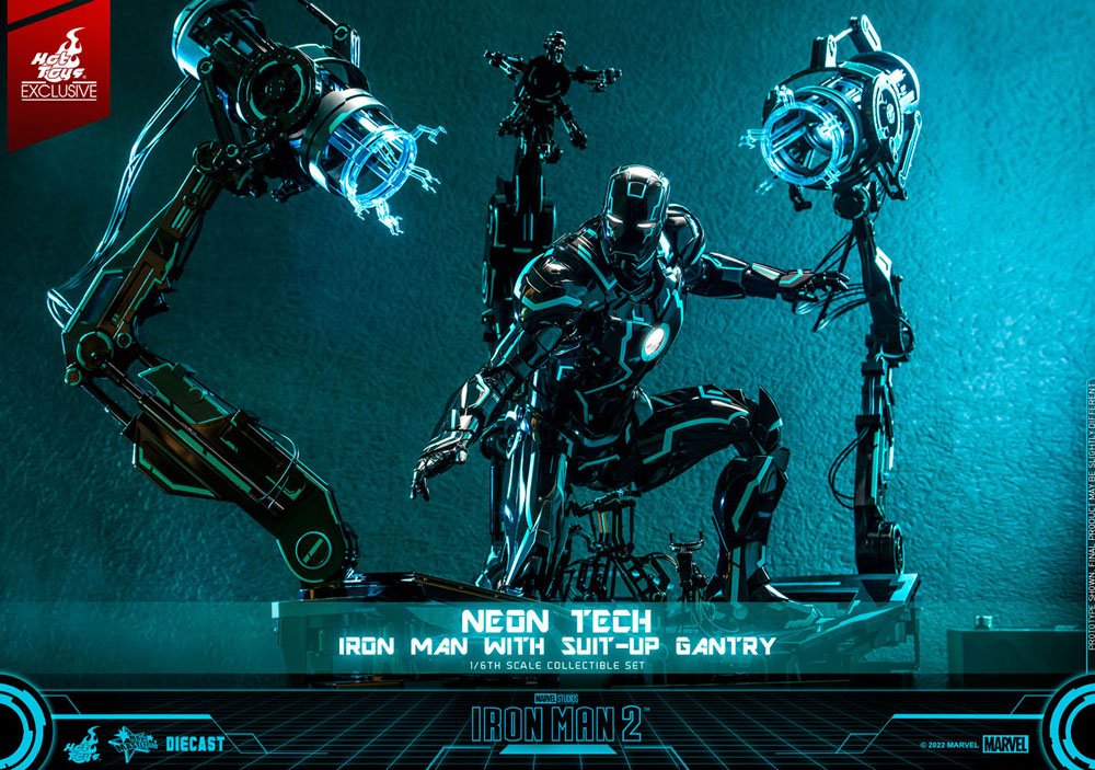 Iron Man 2 Actionfigur 1/6 Neon Tech Iron Man mit Suit-Up Gantry 32 cm - Preorder - ETA: 30.10.2025