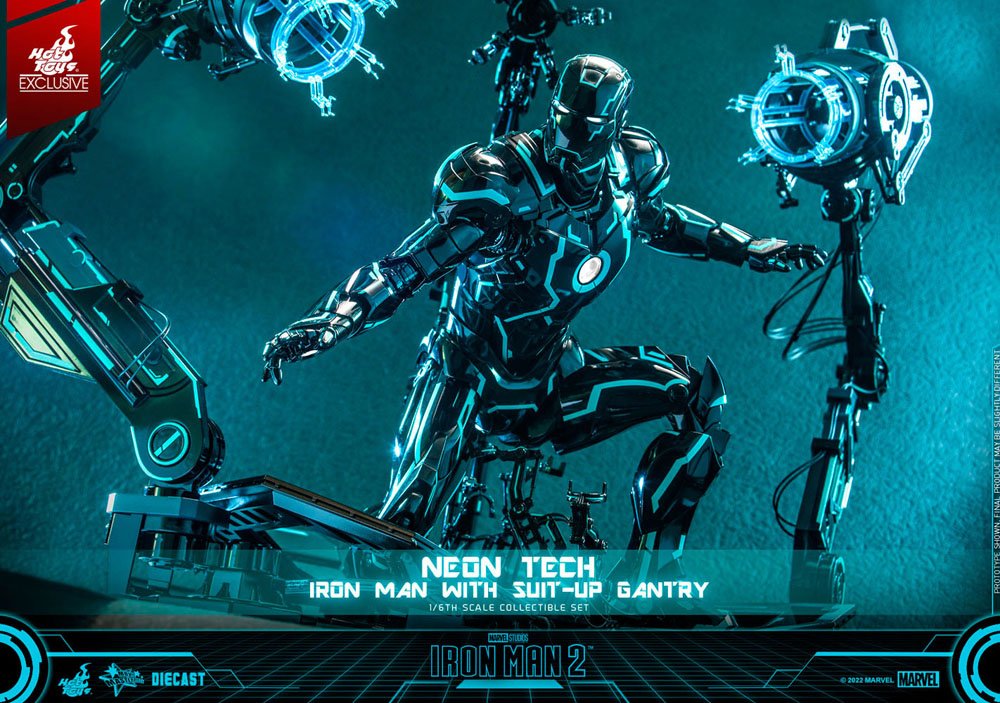 Iron Man 2 Actionfigur 1/6 Neon Tech Iron Man mit Suit-Up Gantry 32 cm - Preorder - ETA: 30.10.2025