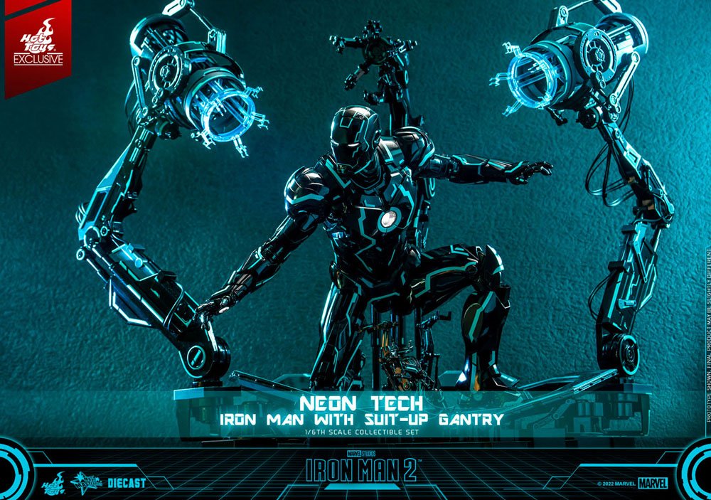 Iron Man 2 Actionfigur 1/6 Neon Tech Iron Man mit Suit-Up Gantry 32 cm - Preorder - ETA: 30.10.2025