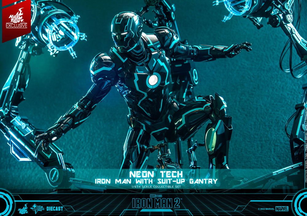Iron Man 2 Actionfigur 1/6 Neon Tech Iron Man mit Suit-Up Gantry 32 cm - Preorder - ETA: 30.10.2025