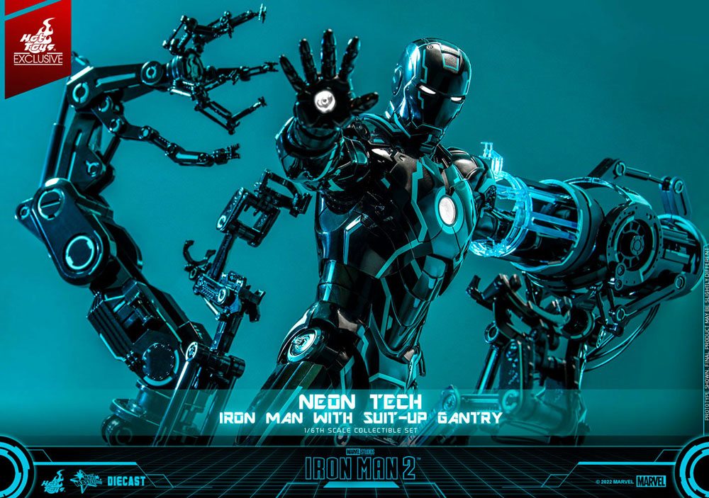 Iron Man 2 Actionfigur 1/6 Neon Tech Iron Man mit Suit-Up Gantry 32 cm - Preorder - ETA: 30.10.2025