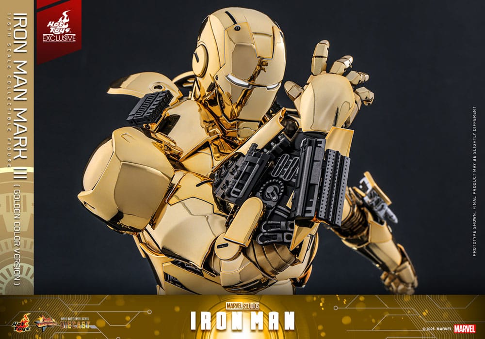Iron Man Movie Masterpiece Diecast Actionfigur 1/6 Iron Man Mark III (Gold Color Version) Hot Toys Exclusive 33 cm - Versand: 5-7 Tage nach Bestellung