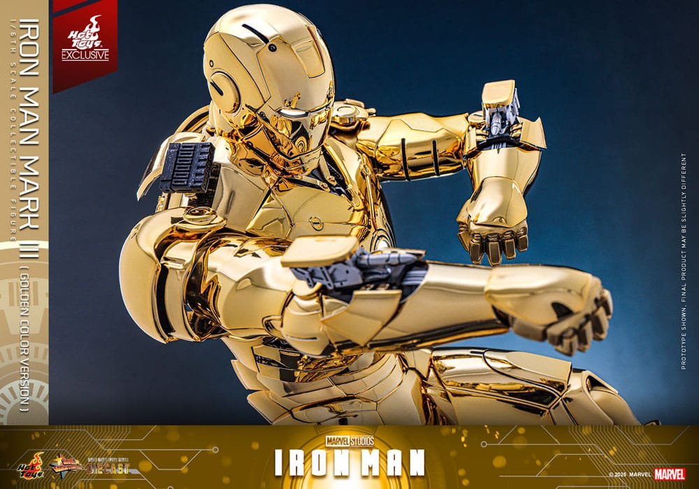 Iron Man Movie Masterpiece Diecast Actionfigur 1/6 Iron Man Mark III (Gold Color Version) Hot Toys Exclusive 33 cm - Versand: 5-7 Tage nach Bestellung