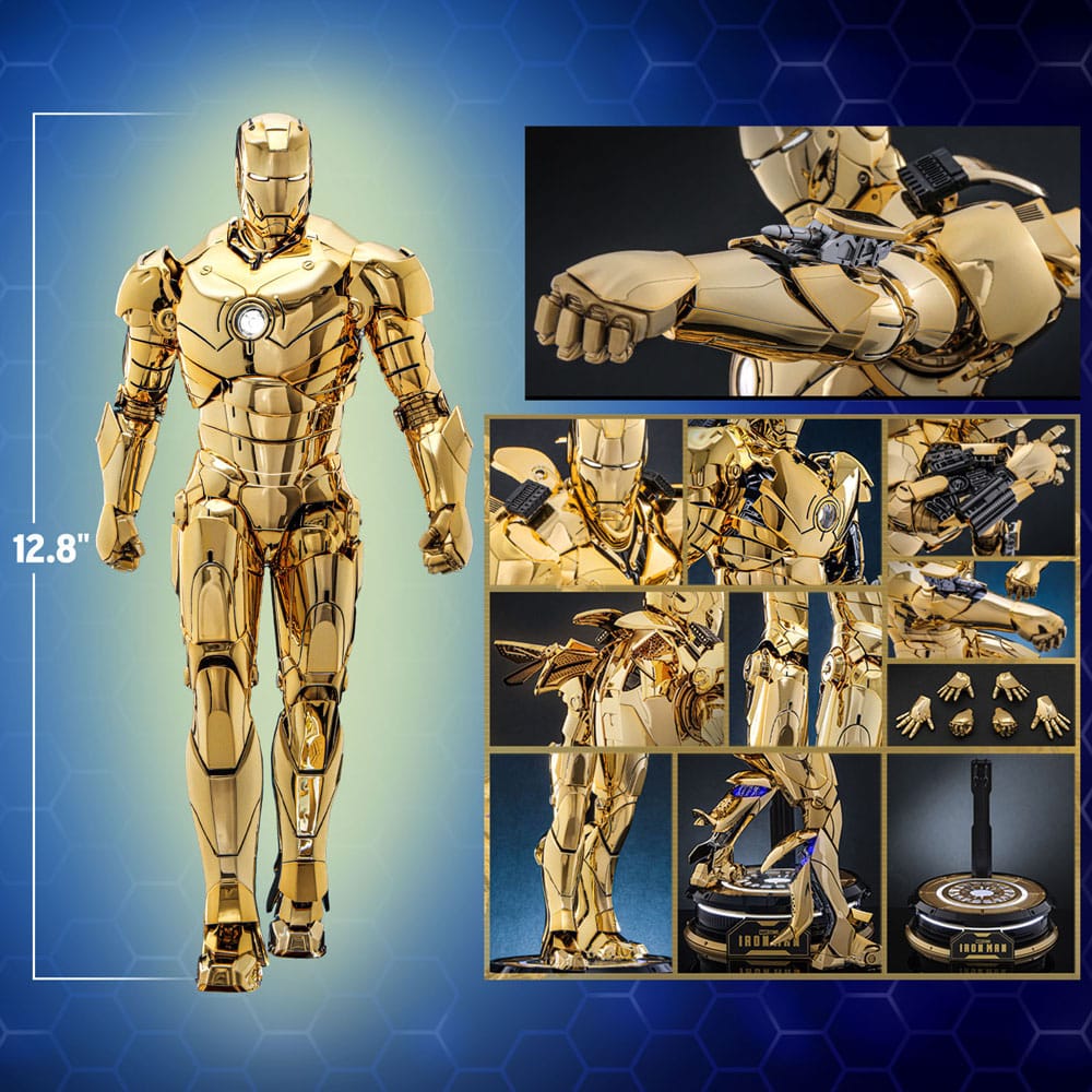 Iron Man Movie Masterpiece Diecast Actionfigur 1/6 Iron Man Mark III (Gold Color Version) Hot Toys Exclusive 33 cm - Versand: 5-7 Tage nach Bestellung