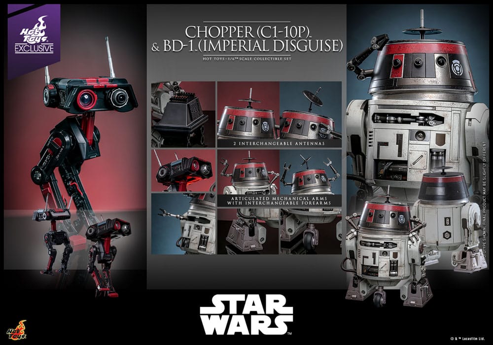 Star Wars Actionfigur Set 1/6 Chopper (C1-10P™) & BD-1™ (Imperial Disguise) 18 cm & 8 cm - Versand: 5-7 Tage nach Bestellung