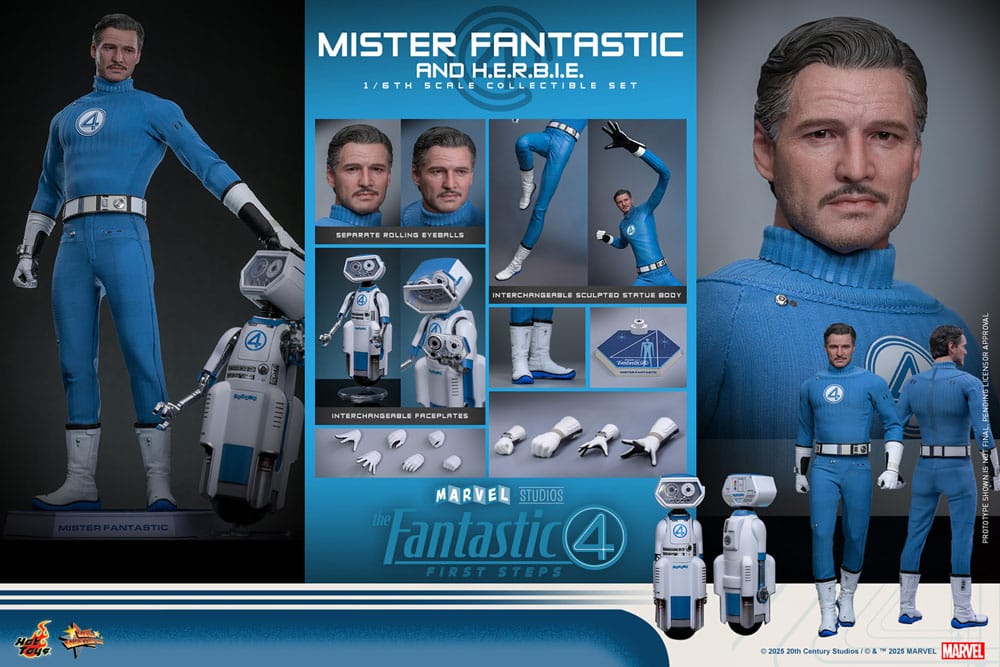The Fantastic Four: First Steps Movie Masterpiece Actionfiguren 2er-Pack 1/6 Mister Fantastic & H.E.R.B.I.E. 30 cm - Preorder - ETA: 25.11.2026