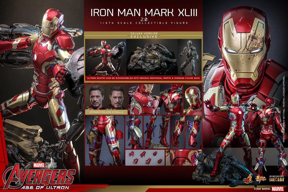 Avengers: Age of Ultron Movie Masterpiece Diecast Actionfigur 1/6 Iron Man Mark XLIII (2.0) (Deluxe Version) 32 cm - Preorder - ETA: 25.06.2027