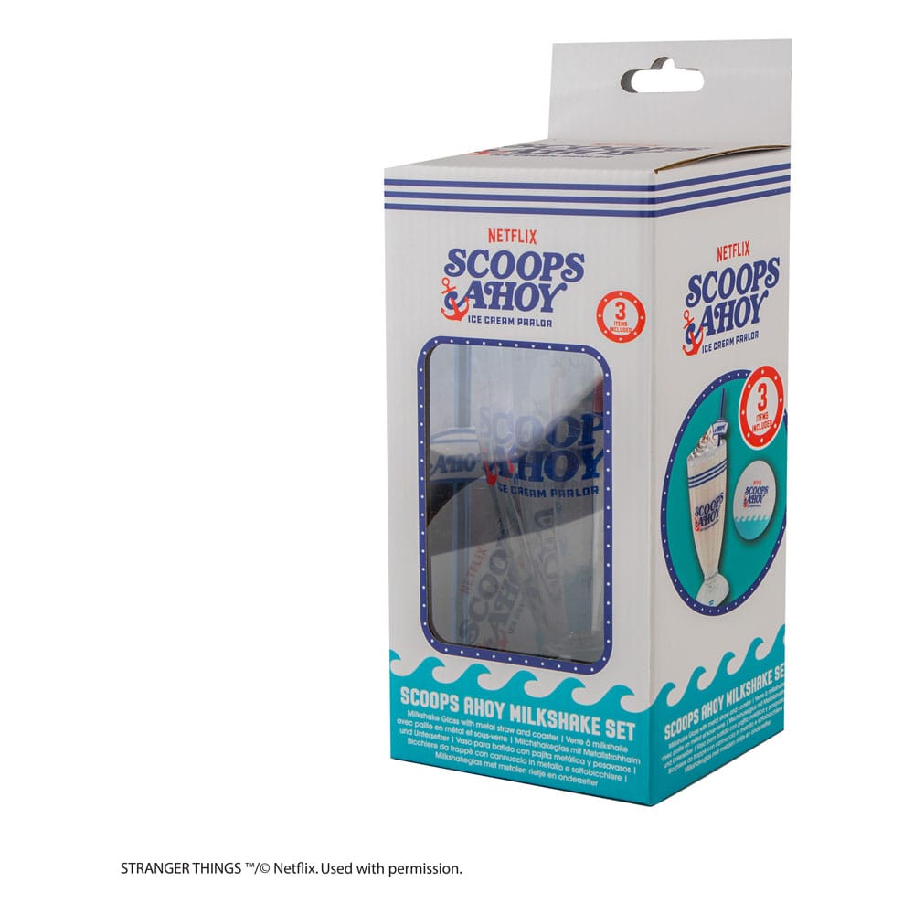Stranger Things Milchshake-Glas-Set Scoops Ahoy - Versand: 5-7 Tage nach Bestellung