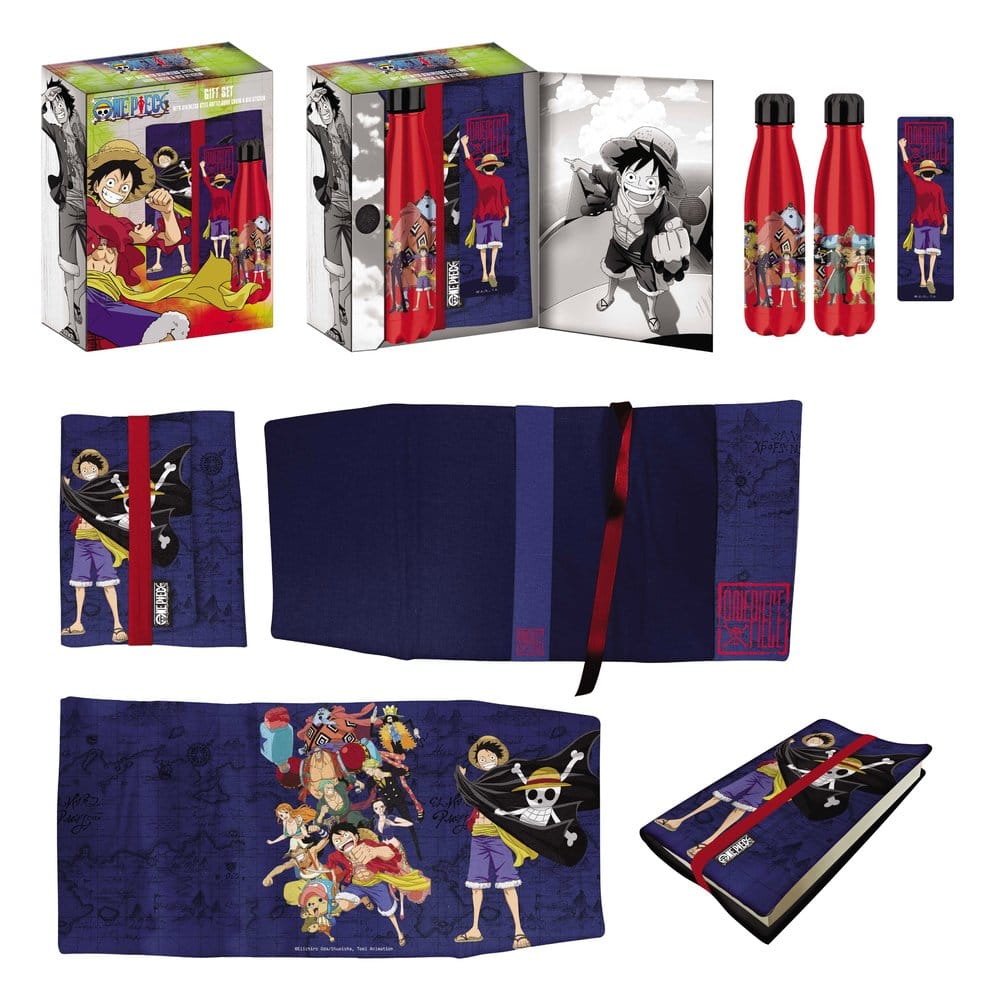 One Piece Stahlflasche, Sticker, Buchumschlag Geschenkset Blau - Preorder - ETA: 26.10.2026
