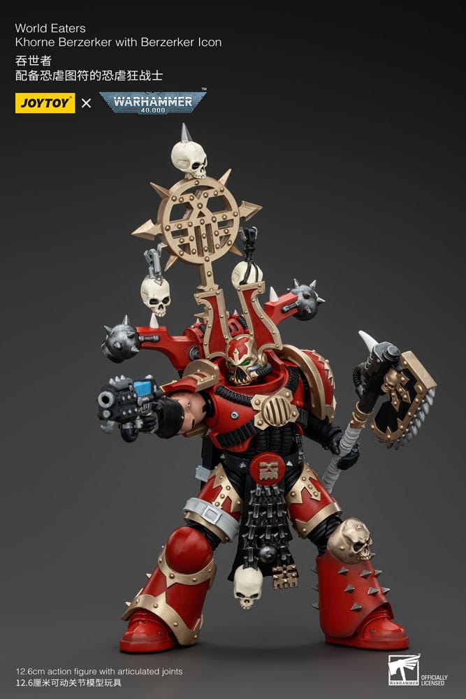 Warhammer 40k Actionfigur 1/18 World Eaters Khorne Berzerker with Berzerker lcon 13 cm - Versand: 5-7 Tage nach Bestellung